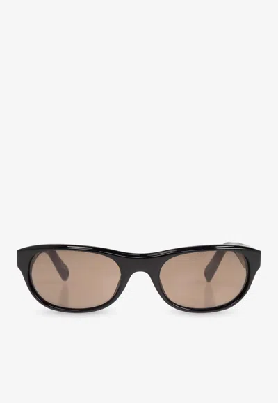 Jacquemus Logo Print Round Sunglasses In Gray