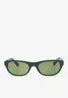 Jacquemus Logo Print Round Sunglasses In Green