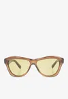 Jacquemus Logo Print Round Sunglasses In Green