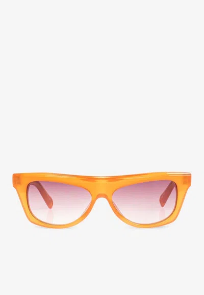Jacquemus Logo Print Square Sunglasses In Brown