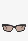 Jacquemus Logo Print Square Sunglasses In Gray