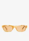 Jacquemus Logo Print Square Sunglasses In Yellow