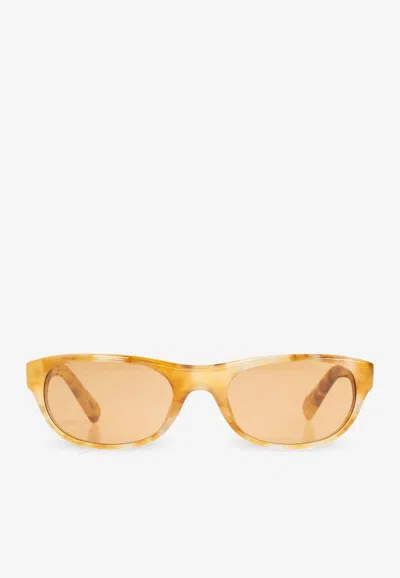 Jacquemus Logo Print Square Sunglasses In Yellow