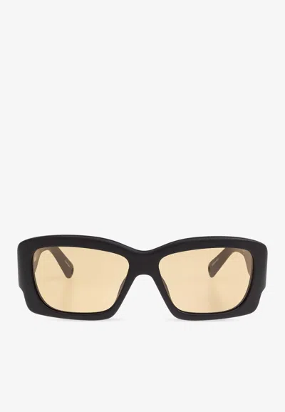 Jacquemus Logo Print Square Sunglasses In Yellow