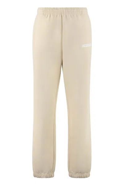 Jacquemus Logo Print Sweatpants In Beige