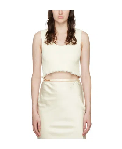 Jacquemus Logo Ribbed Short Vest In White
