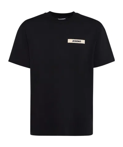 Jacquemus Minimalist Black Short-sleeve Cotton T-shirt With Patch Detail
