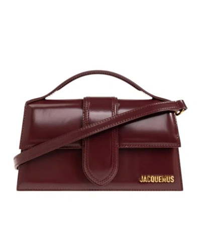 Jacquemus Large Le Bambino Leather Tote Bag In Burgundy