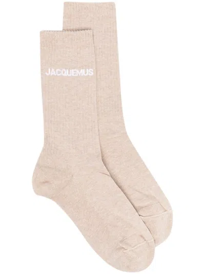 Jacquemus Logo Socks In Neutrals
