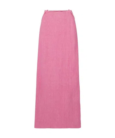 Jacquemus Logo Split Extra Long Skirt In Pink