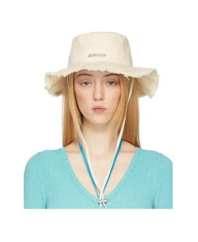 Jacquemus Logo Stitching Fisherman's Hat In Nude