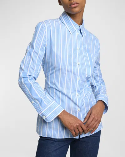 Jacquemus Logo Striped Belted-cutout Suit Shirt In Jacquard Business Big Log