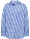 Jacquemus Checkered Silk Wool Blend Shirt In 蓝色
