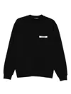 Jacquemus Mens Black Grosgrain-logo Long-sleeve Cotton T-shirt In Black