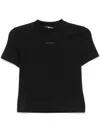 Jacquemus Black Fitted T-shirt With Logo Patch In Stretch Cotton Woman