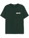 Jacquemus Mens Le Tshirt Gros Grain Brand-patch Regular-fit Cotton-jersey T-shirt Dark Green