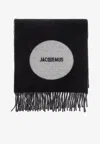 Jacquemus Logo Wool Scarf In Black