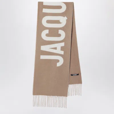 Jacquemus Logo Wool Scarf In Metallic