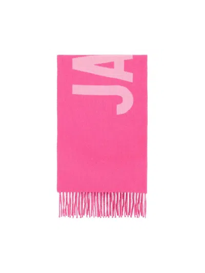 Jacquemus Logo Wool Scarf In Pink