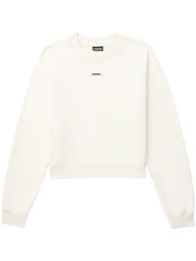 Jacquemus Logo-appliqué Cotton Sweatshirt In White