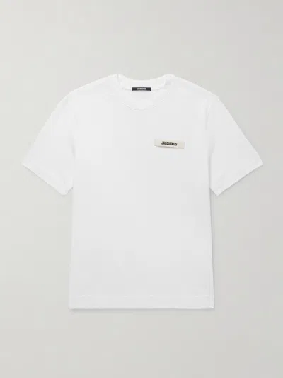 Jacquemus Grosgrain Crewneck T-shirt Short Sleeves In White