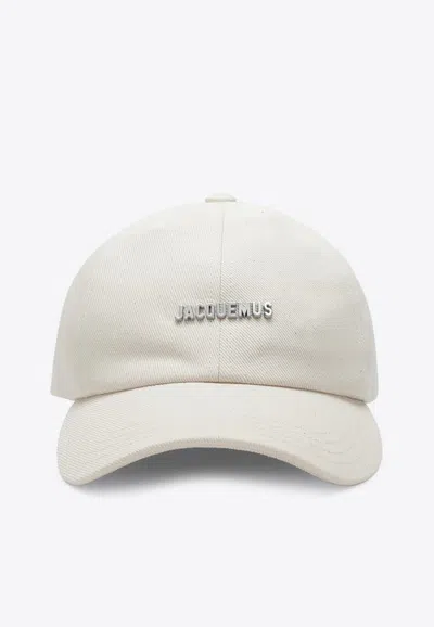 Jacquemus Logo-embroiderd Baseball Cap In White