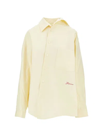 Jacquemus Logo-embroidered Asymmetric Shirt In Neutral