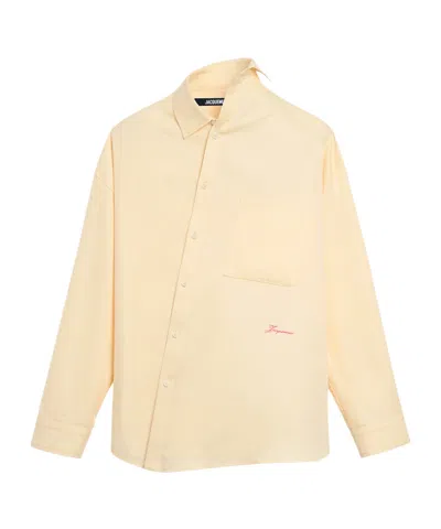 Jacquemus Logo-embroidered Asymmetric Shirt In Nude