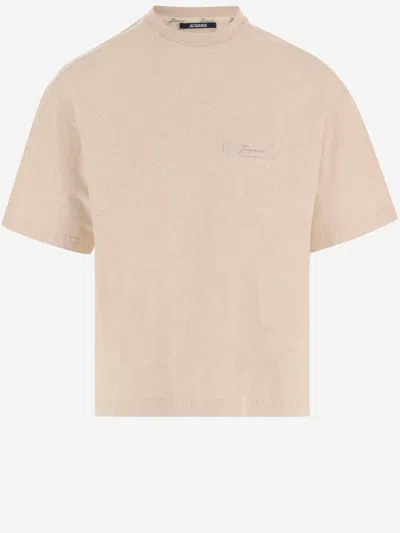 Jacquemus Logo-embroidered Cotton T-shirt In Neutral