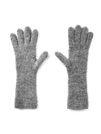 Jacquemus Logo-embroidered Knit Gloves In Gray