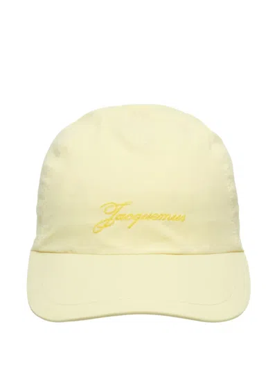 Jacquemus Logo-embroidered Toggle-fastening Cap In Yellow