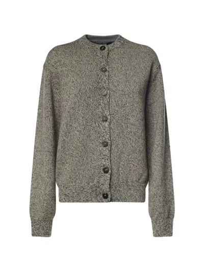 Jacquemus Logo Intarsia Button-up Cardigan In Gray