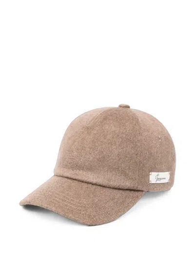 Jacquemus Logo-patch Baseball Cap In Brown