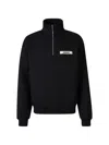 Jacquemus High Neck Zip Sweatshirt With Logo Detail And Gathered Cuffs In Black