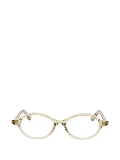 Jacquemus Logo-plaque Oval-frame Glasses In Gold