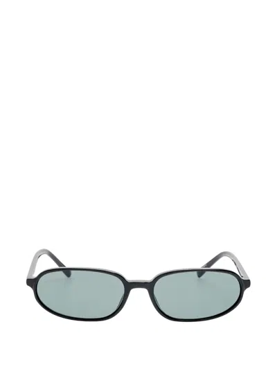 Jacquemus Logo-plaque Oval-frame Sunglasses In Black