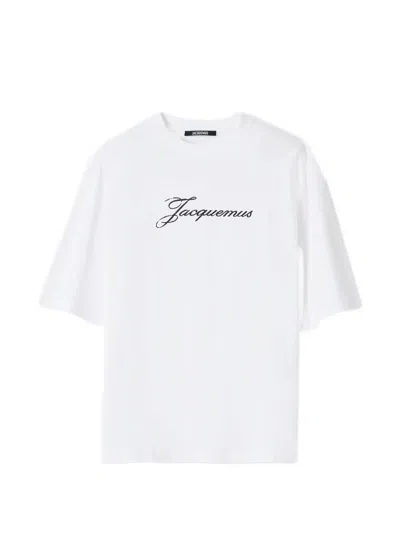 Jacquemus Loose-fitting White Short-sleeve Top With Delicate Logo