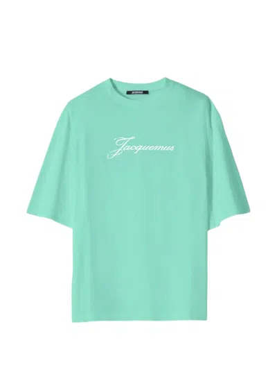 Jacquemus Logo Cotton And Hemp Jersey T-shirt In Green