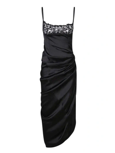 Jacquemus Long Asymmetric Lingerie Dress In Black