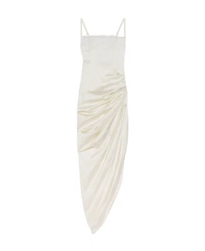 Jacquemus Long Asymmetric Lingerie Dress In White