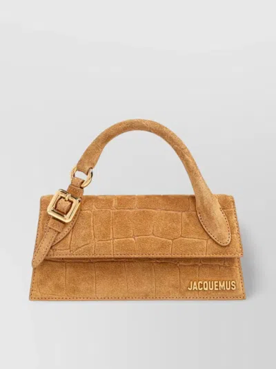 Jacquemus Long Boucle Leather Handbag With Crocodile Effect