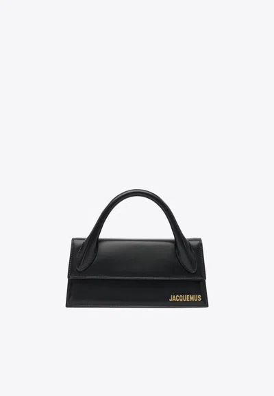 Jacquemus Long Chiquito Leather Handbag In Black