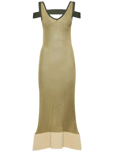 Jacquemus Long Dress With V-neck In Green