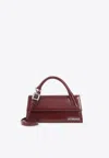 Jacquemus Burgundy Brusched Leather Le Chiquito Long Boucle Handbag In Burgundy
