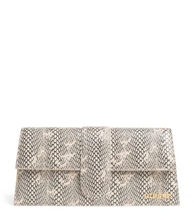 Jacquemus Long Leather Bambino Shoulder Bag In Silver