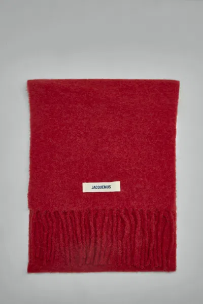 Jacquemus Long Mohair Alpaca Scarf In Red