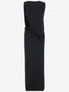 Jacquemus La Robe Peplo Black Long Dress With Square Neck And Cut-out Detail On The Side In Viscose Blend Woma In Black