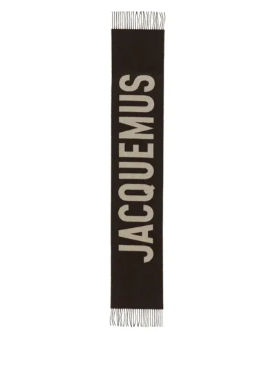 JACQUEMUS LONG RECTANGULAR WOOL SCARF WITH BOLD LOGO