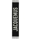 Jacquemus Long Rectangular Wool Scarf With Logo In Black