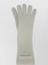Jacquemus Long Ribbed Texture Gloves In Gray